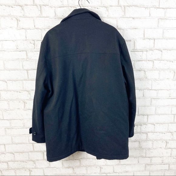 London Fog Men’s Black Wool blend Peacoat Size Large Great Preowned Condition - Picture 2 of 7